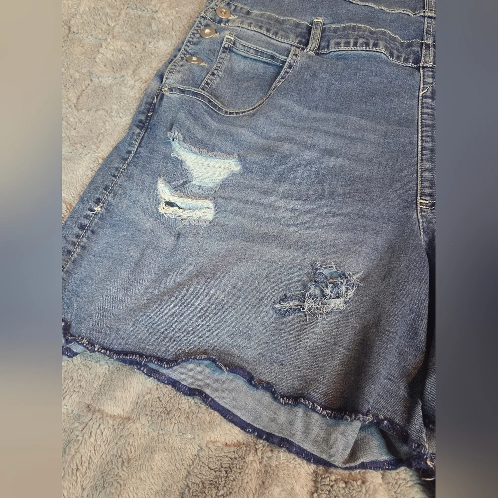No Boundaries Shortalls Overalls Womens Juniors XXL (19) Distressed - Picture 8 of 14